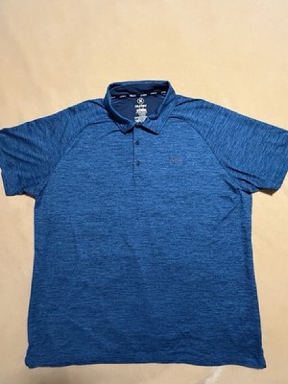 Hurley Men XXL Blue Heathered Short Sleeve Performance Polo Shirt Stretch Raglan